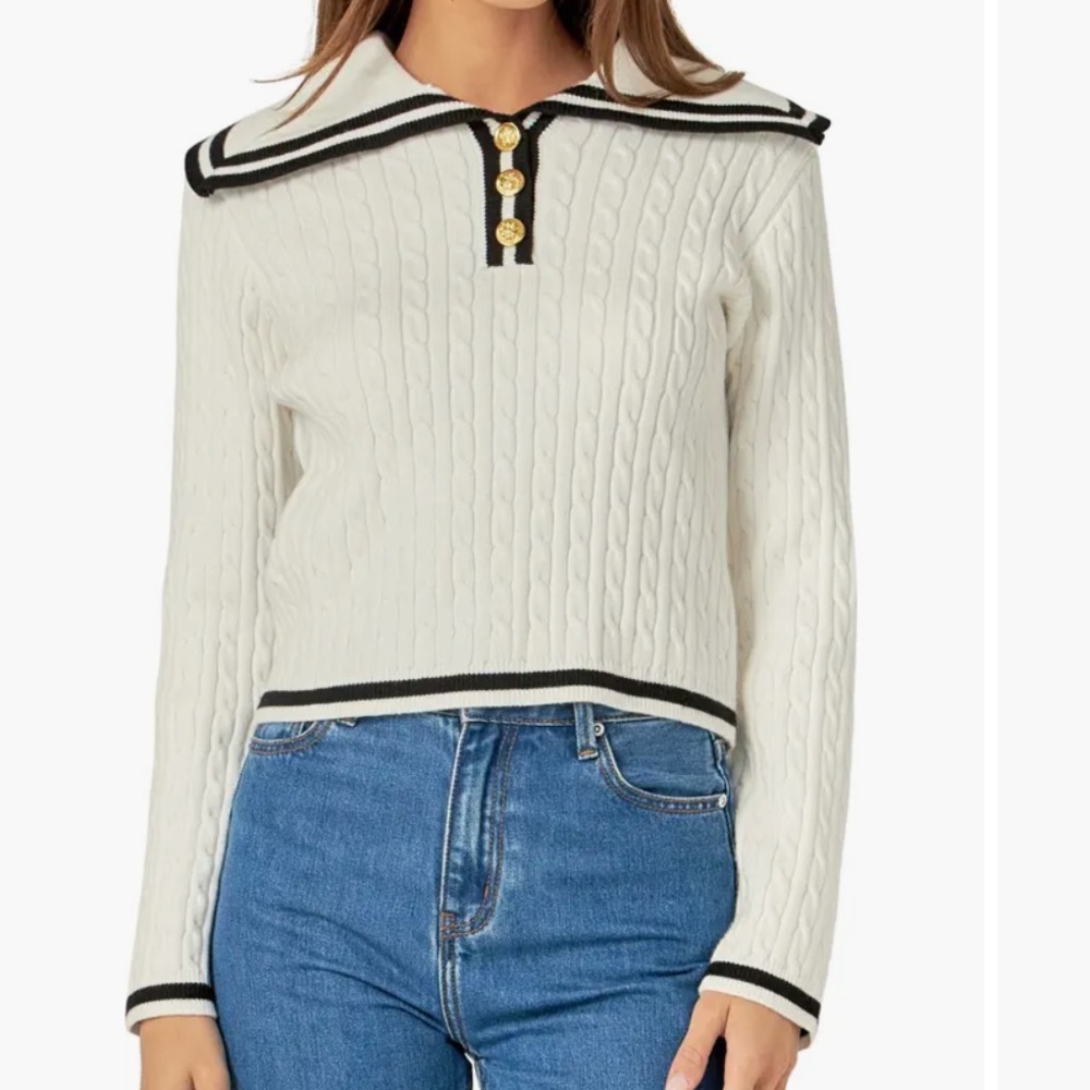 NWT English Factory Sailor Sweater Black and White medium